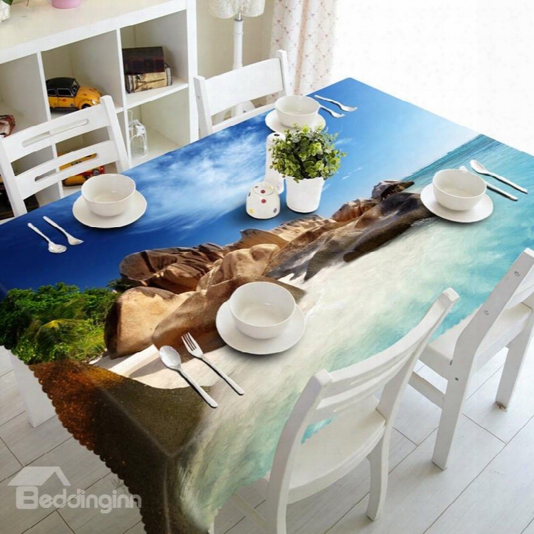 Modern Design Stones By The Sea Prints Dining Room Decoration 3d Tablecloth