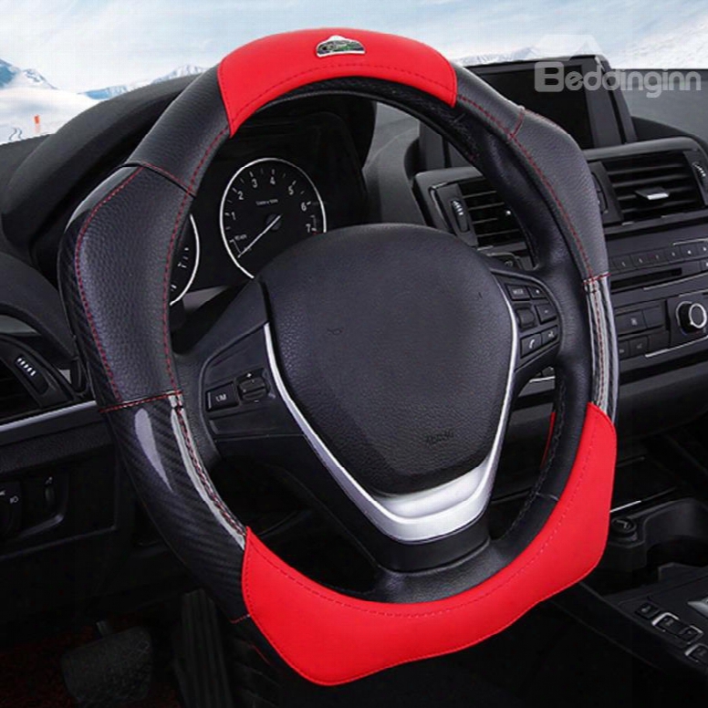 New Fashion 3d Effect Real Leather Material Sport Style Increase Friction Medium Car Steering Wheel Cover