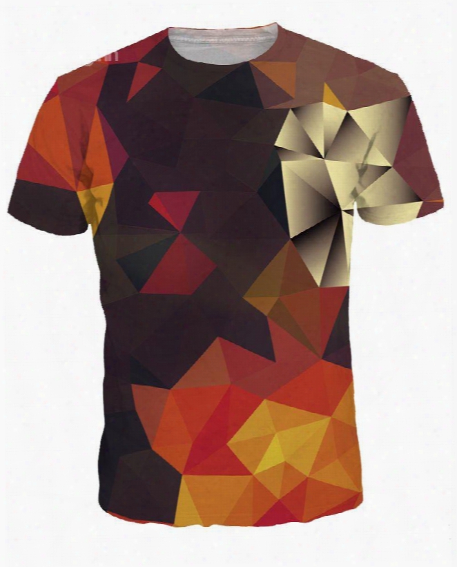 Popular Round Neck Geometry Pattern 3d Painted T-shirt