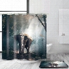 3D Mouldproof Elephant in Forest Printed Polyester Bathroom Shower Curtain