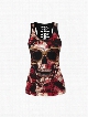 Skull Head with Flower Printing Sports Round Neck Female 3D Tops