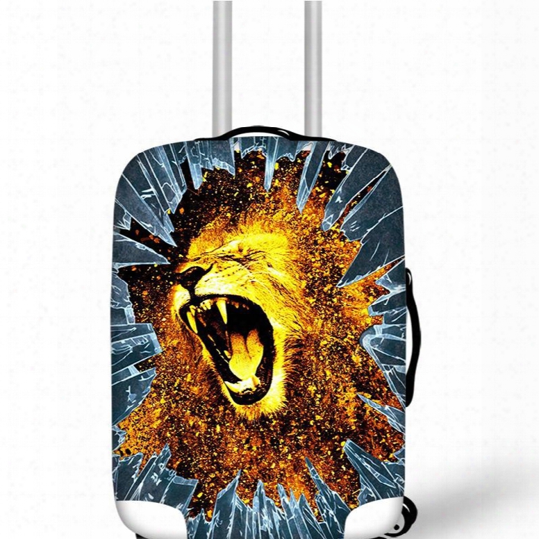 Roar Lion Personality Spandex Waterproof Washable 3d Animals Travel Luggage Cover