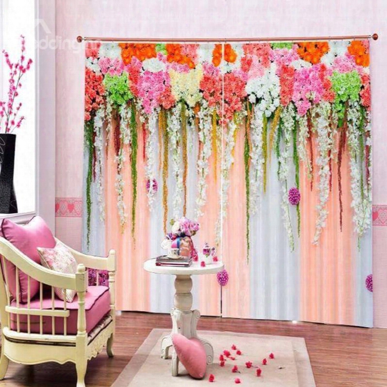 Romantic Flowers Wall Printed Living Room And Bedroom Custtom 3d Curtain