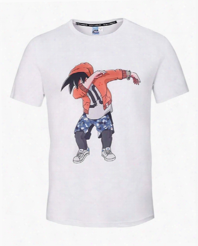 Round Neck Anime Man Dance Pattern White 3d Painted T-shirt