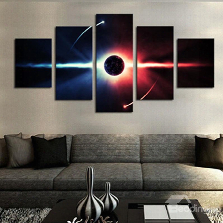Running Earth 5-panel Canvas Hung Non-framed Wall Prints
