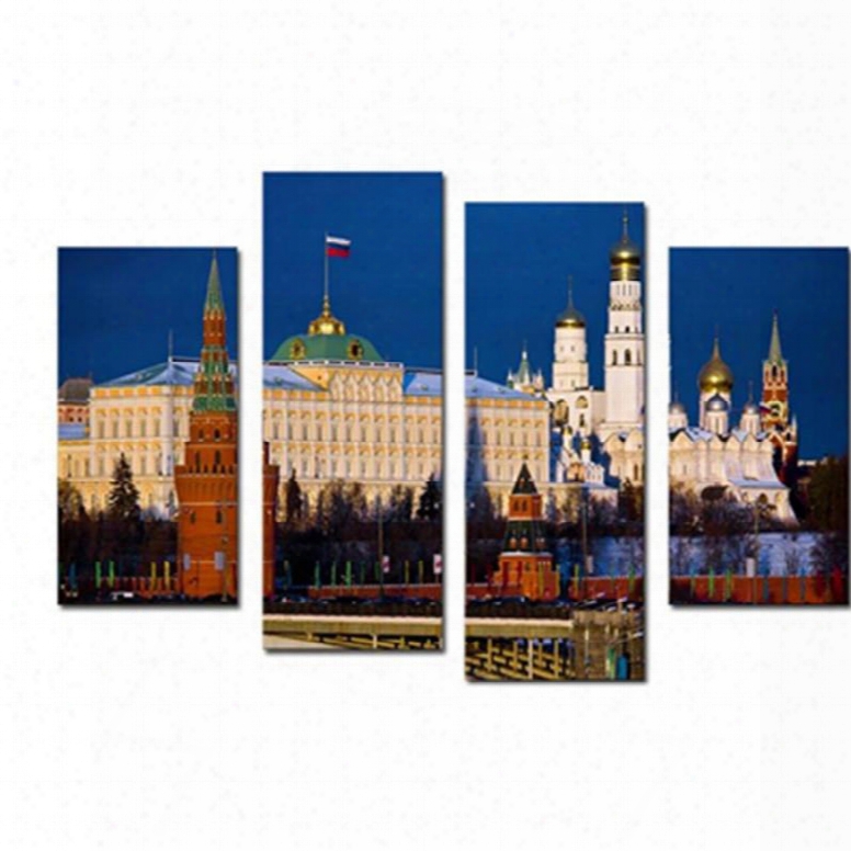 Russian Buildinggs Hanging 4-piece Canvas Waterproof And Environmental Non-framed Prints