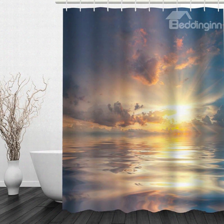 Sea In The Sun 3d Printed Bathroom Waterprroof Shower Curtain