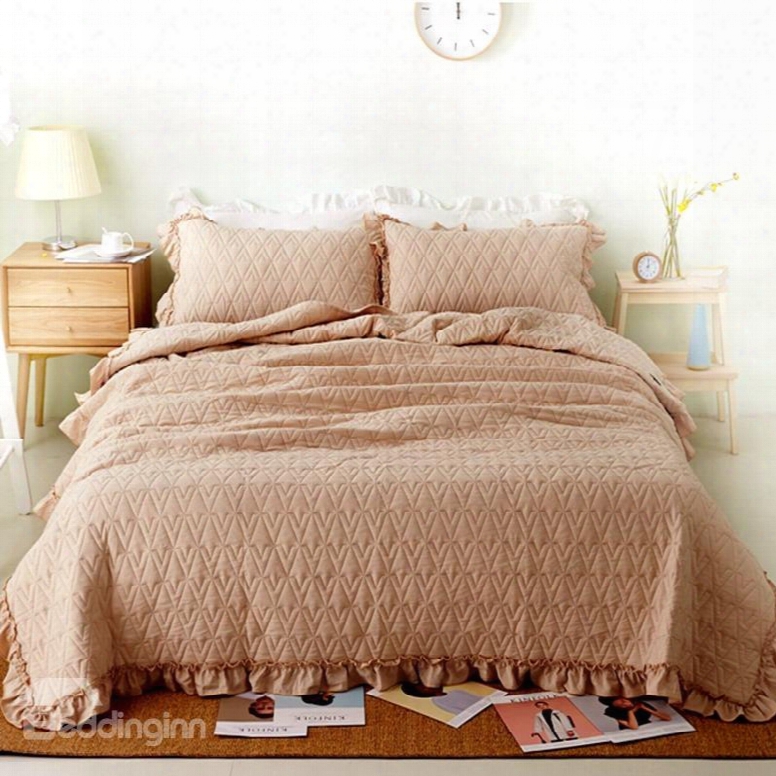 Solid Color Stringy Selvedge Cotton 3-piece Bed In A Bag