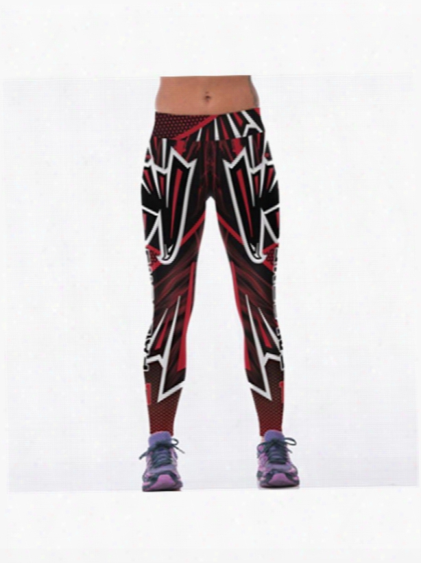 Sporty Style Geometric Figure Printed Female Running 3d Leggings