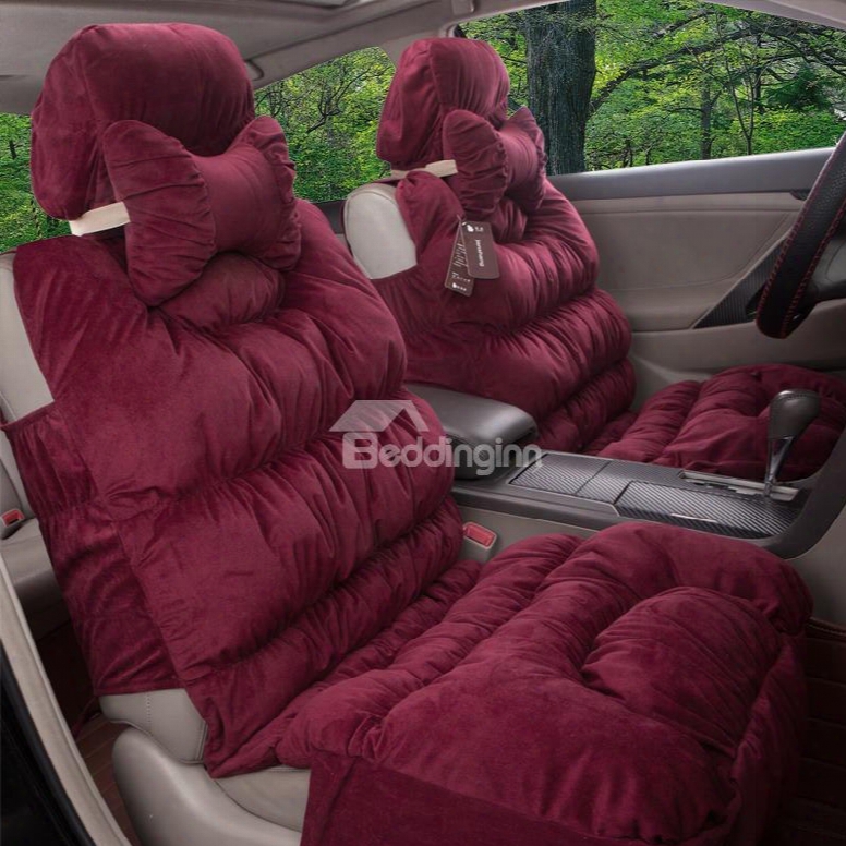 Super Thick Soft Velvet Material Charming Autumn Winter Five Universal Car Seat Cover