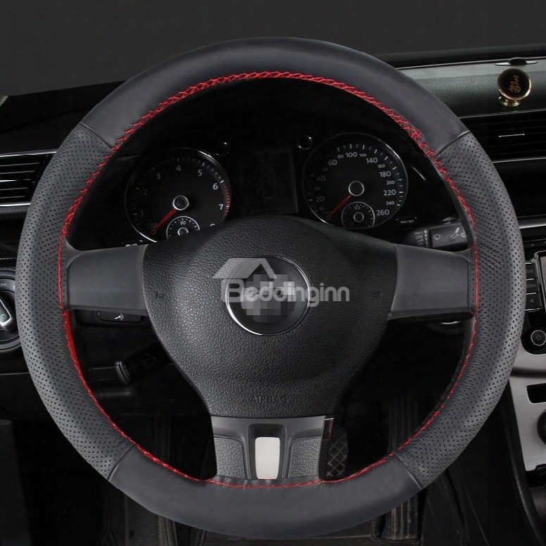 Textured Genuine Leather Hand-stitched Steering Wheel Cover