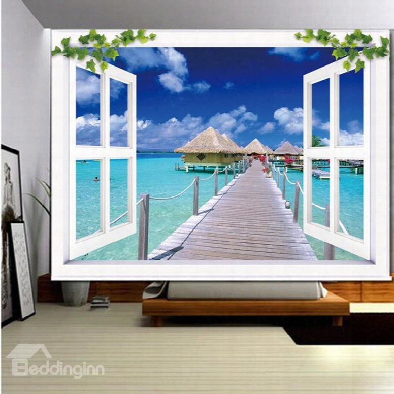 The Wooden Bridge Over The Sea 3d Printed Roller Shades