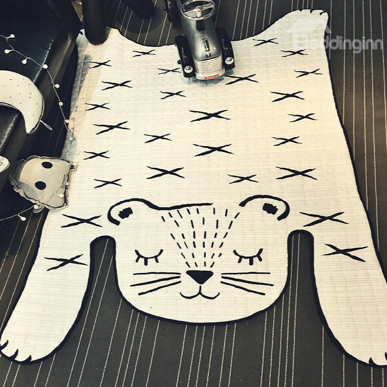 Tiger Shape Polyester White Baby Play Floor Mat/crawling Pad