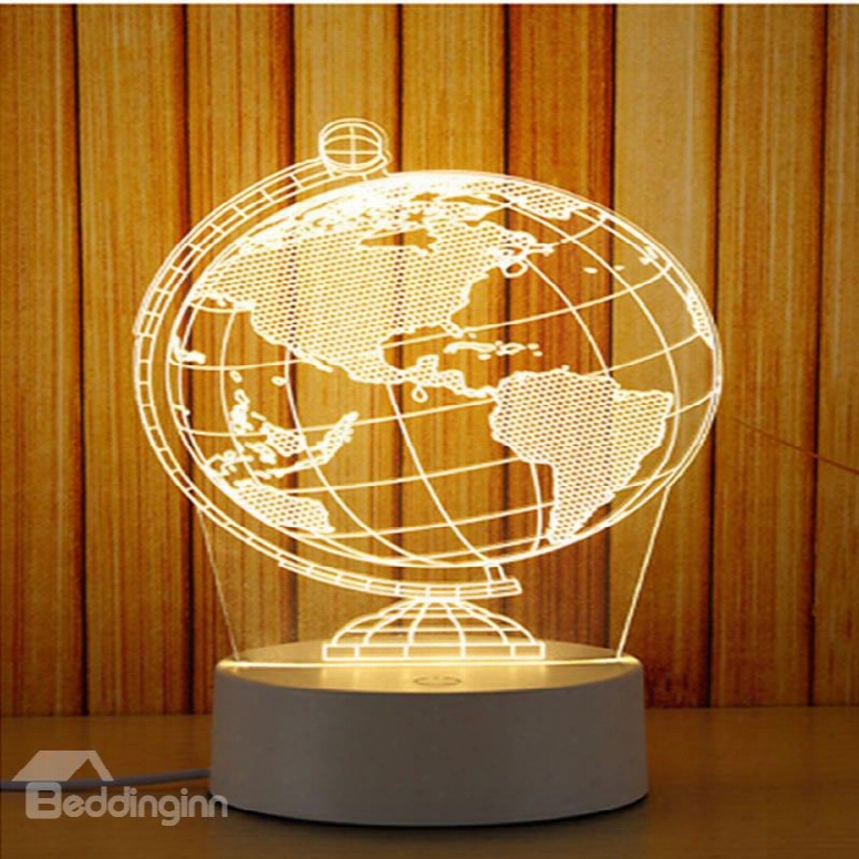 Transparent Tellurion Pattern And Base Pvc Waterproo Fand Energy-saving 1 Bulb Table Lamp