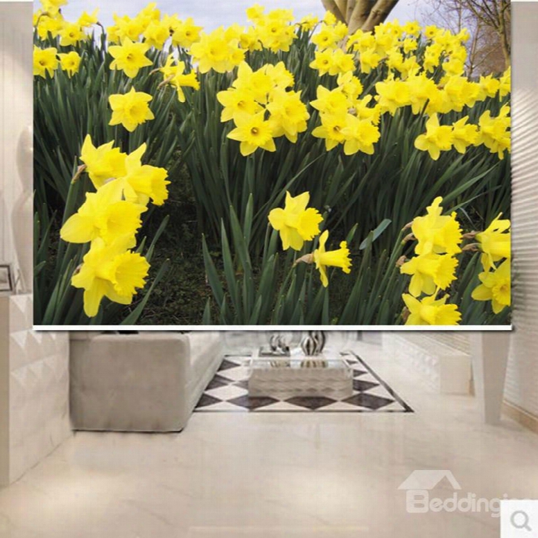 Vivid Yellow Flowers 3d Printed Roller Shades