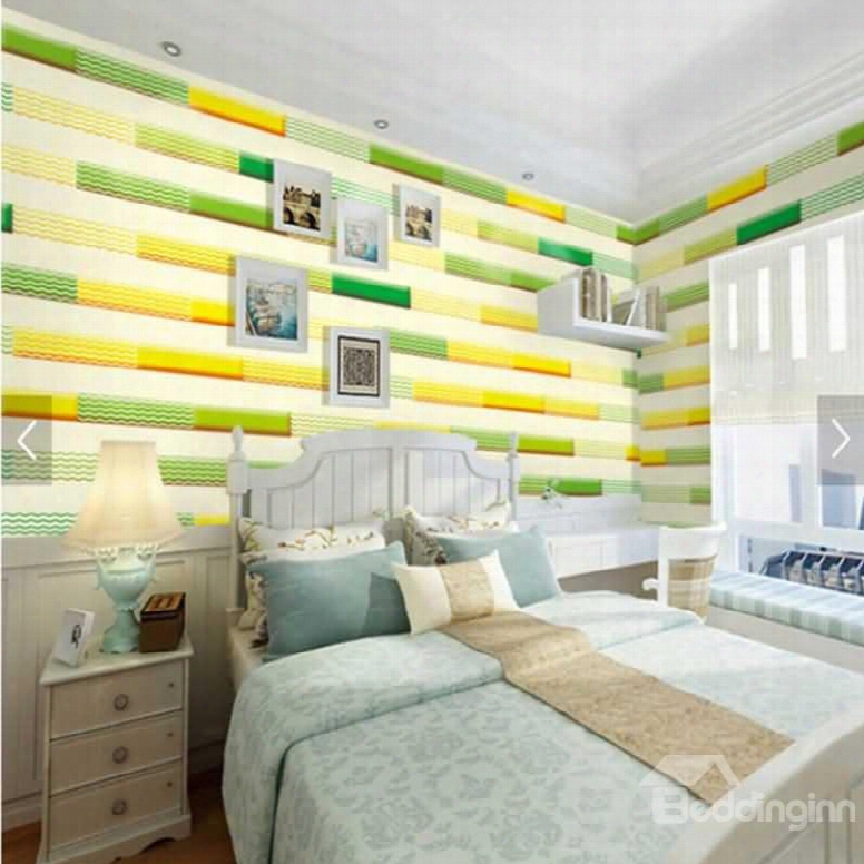 Yellow And Green Bricks 3d Waterproof Wall Murals