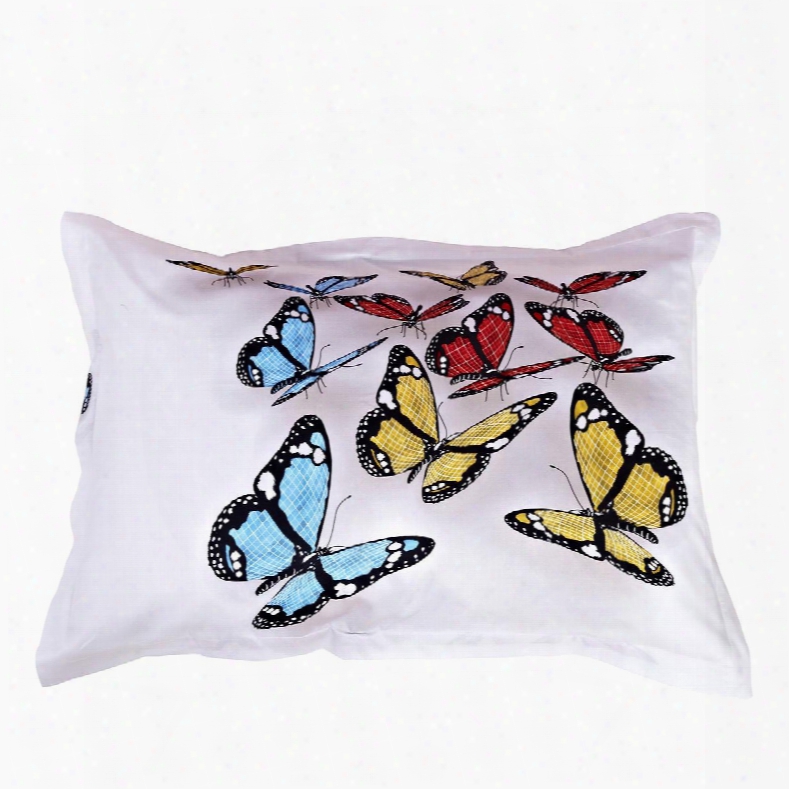 3d Butterfly Printed One Pair Cinderella Cotton Pillowcases