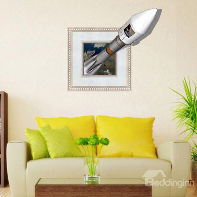 Alluring Creative 3d Rocket Wall Sticker