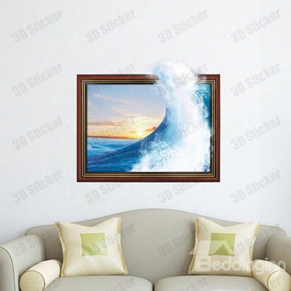 Amazing Beautiful 3d Waves Of The Sea Wall Sticker