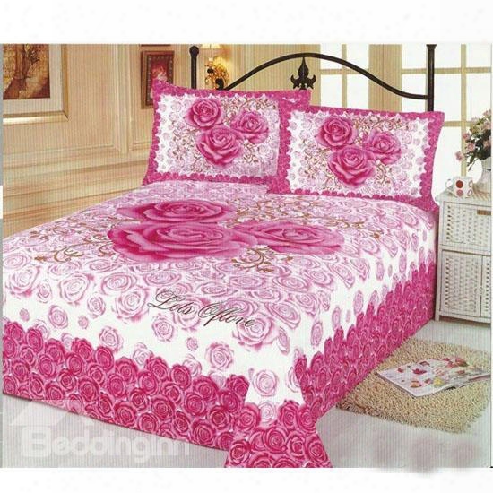 Amazing Roses On Pink And Purple Cotton Printed Sheet