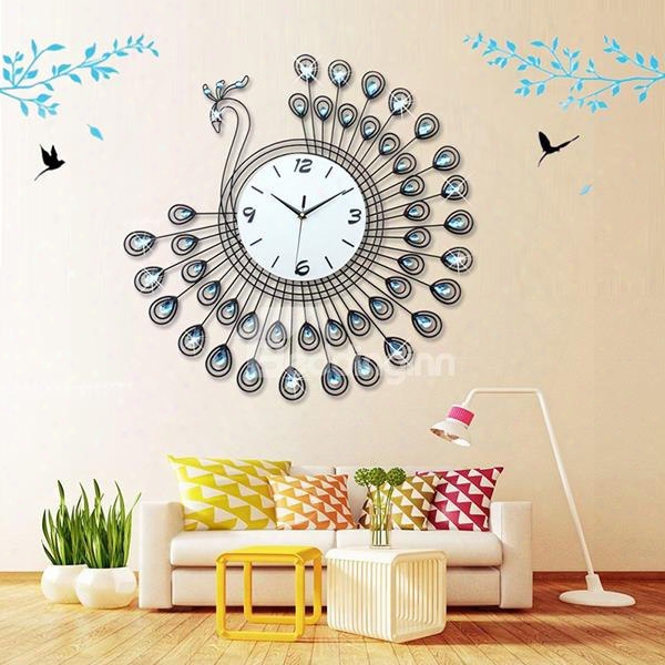 Amazing Simple Stylish Peacoock Shape Quiet Movement Wall Clock