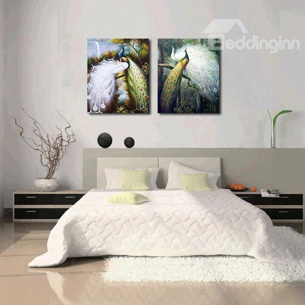 Beautiful Peacock 2-pieces Of Crystal Film Art Wall Print