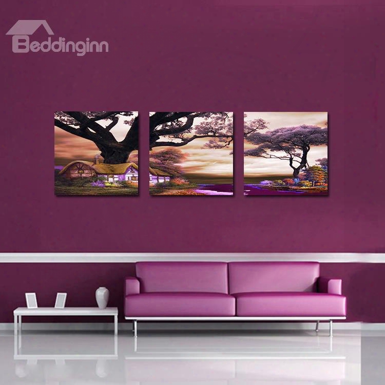 Beautiful Romantic 3-pieces Of Crystal Film Art Wall Print