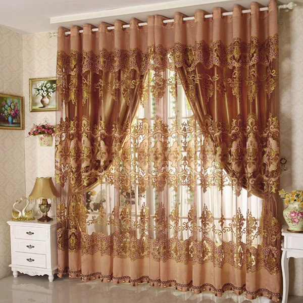Blackout Luxury Solid Golden Custom Curtain F Or Livinng Room And Bedroom