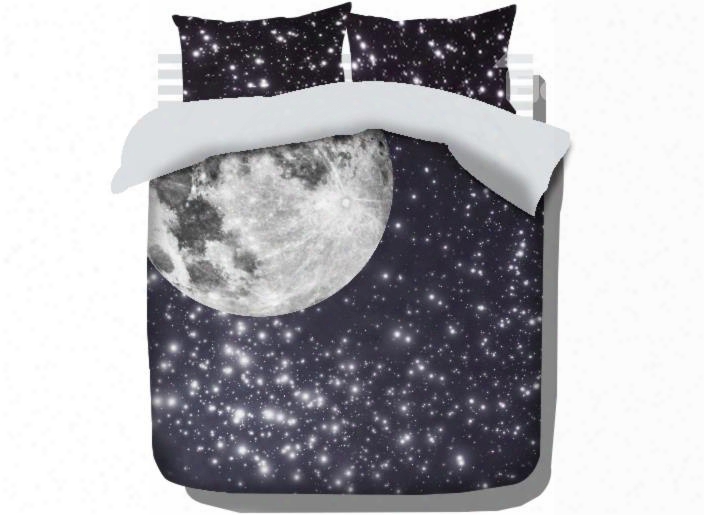 Bright Moonlight And Shining Star Prinnt 4-piece Cotton Duvet Cover Sets