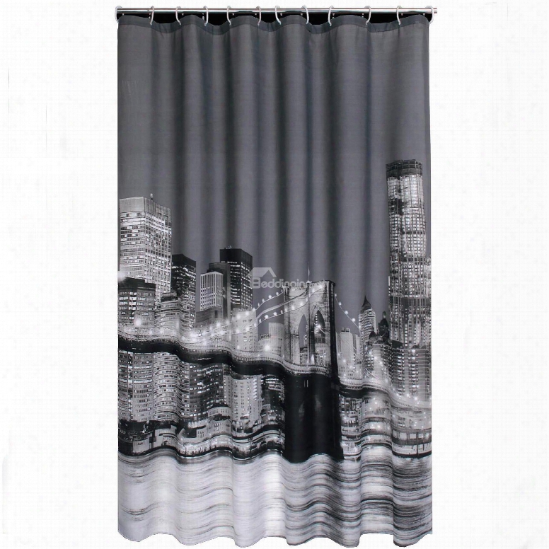 Charming Night Scenery Printing 3d Shower Curtain