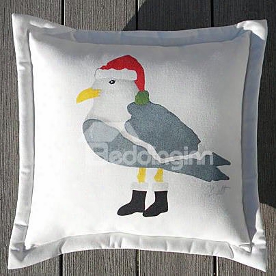 Christmas Gift Santa Claus Bird Pattern Solid Throw Pillow