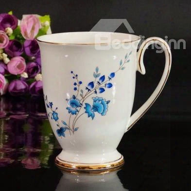 Classic Elegant Aristocratic Blue Flowers Creative Mug