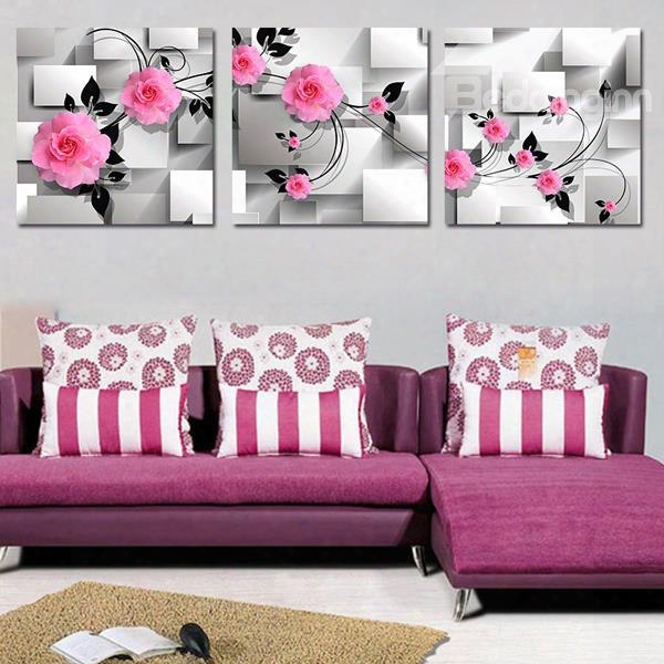 Classic Wonderful Flowers 3-piece Crystal Film Art Wall Print