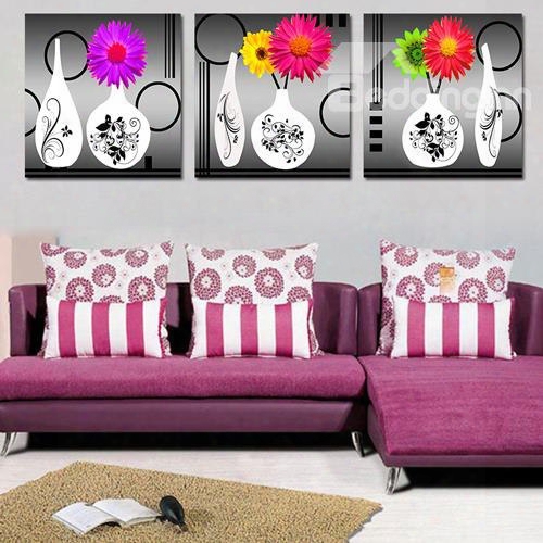 Colorful Flowers 3-piece Crystal Film Art Wall Print
