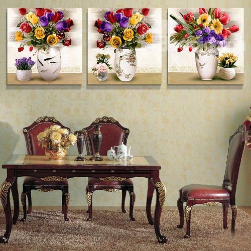 Colorful Roses 3-piece Crystal Film Art Wall Print
