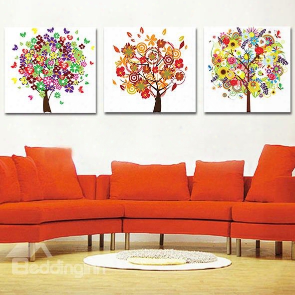 Colorful Trees 3-piece Crystal Film Art Wall Print