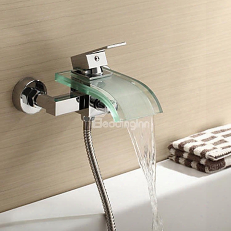 Contemporary Glass Spout Wall Mounted Bathtub Faucet