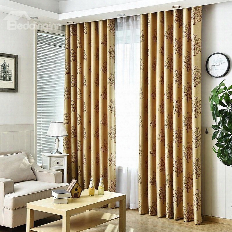 Contemporary Tree Pattern Jacquard Grommet Top Curtain