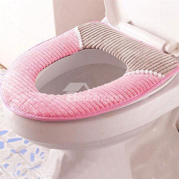Corduroy Pu Waterproof Bottom Plush Thicken Toilet Seat Covers