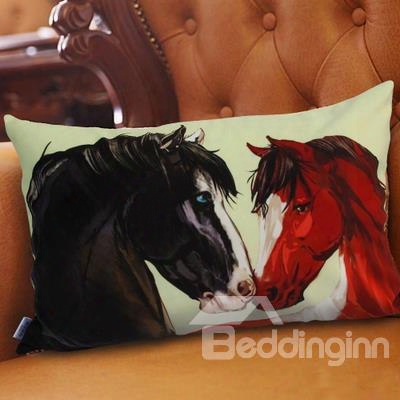 Creative Black And Akhal-teke Horses Printed Pillowcase