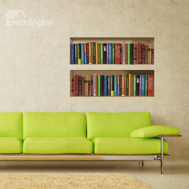 Creative Book And Book Shelf Pattern 3d Wall Stickers