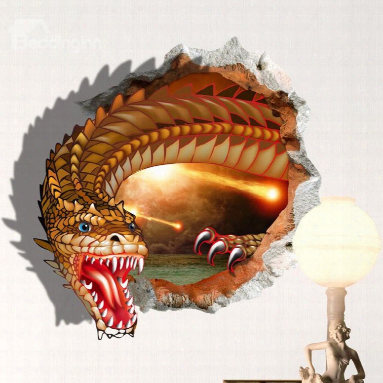 Creative Design Cartoon Magic Dragon 3d Wall Sticke