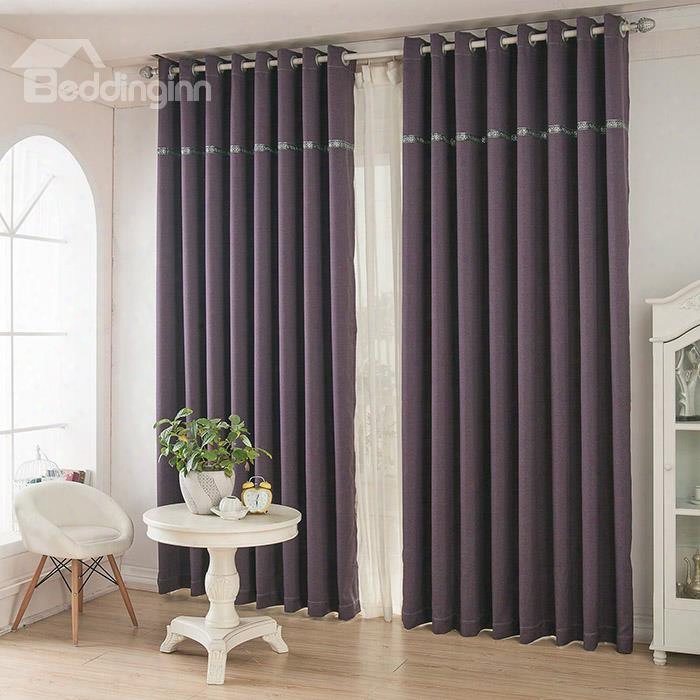 Deep Purple Color Thickening Blackout Grommet Top Curtain