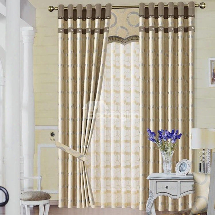 Elegant Yellow Duplex Circle Printing Grommet Top Curtain