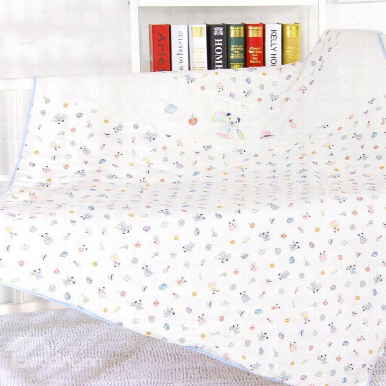 Environmental Cozy Lovely Bear Printing Baby Quilt For Summer