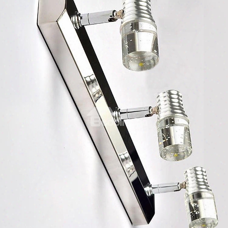 Fantastic Crystal Metal Electroplated Finish 3 Heads Wall Light