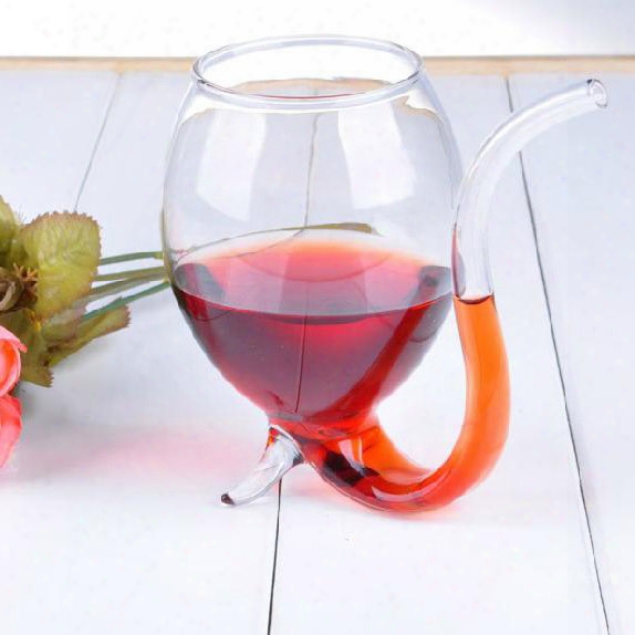 Fantastic High Quality Wine Glass Cup With Drinking Tube Straw