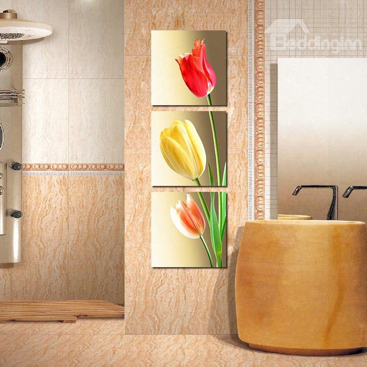 Fantastic Tulips 3-pieces Of Crystal Film Art Wall Print