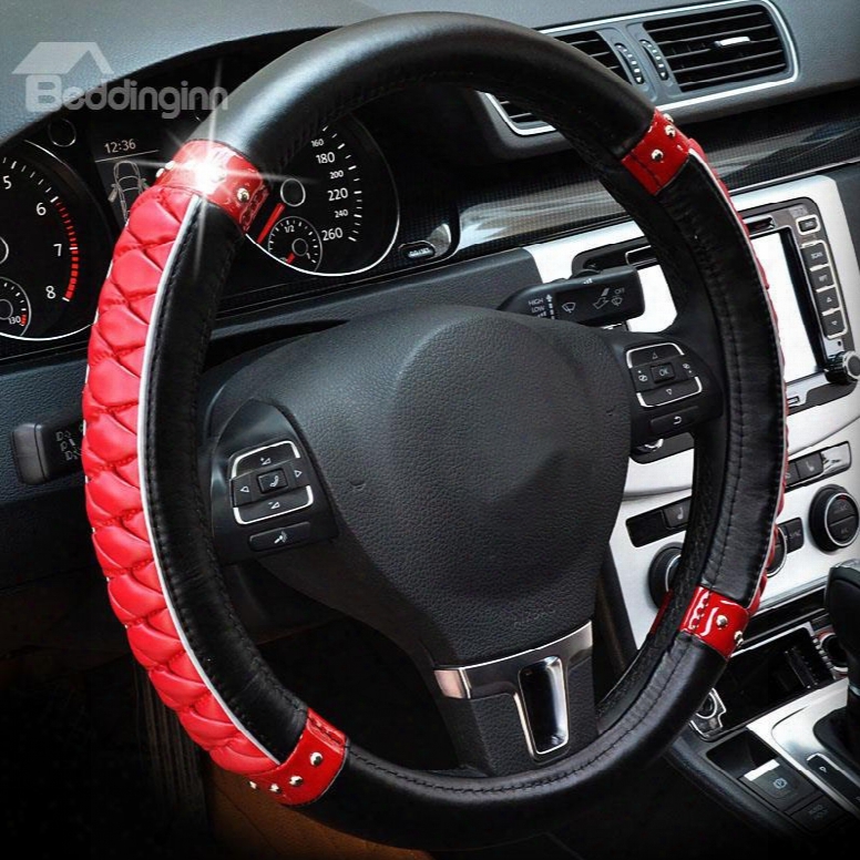 Fashion Shining Tangerine Pattern Combination Of Black And Red Steering Wheel Cover