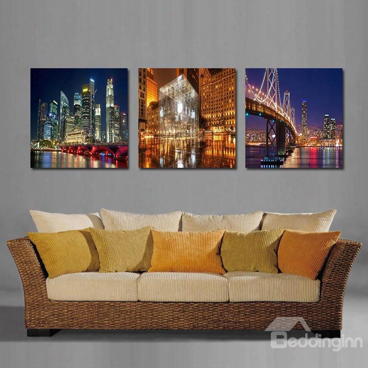 Great Night Scene Of Modern City Film Art Wall Print